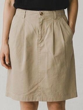 Vintage Eddie Bauer Tan A-Line Skirt with Pleats Front Pockets Size 12